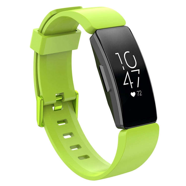 For Fitbit Inspire / Inspire HR Glossy Surface Silicone  Watch Band, Size:L(Lime Green)