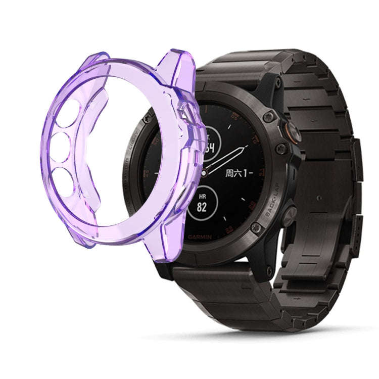 For Garmin Fenix 5X TPU Translucent Watch Case(Purple)