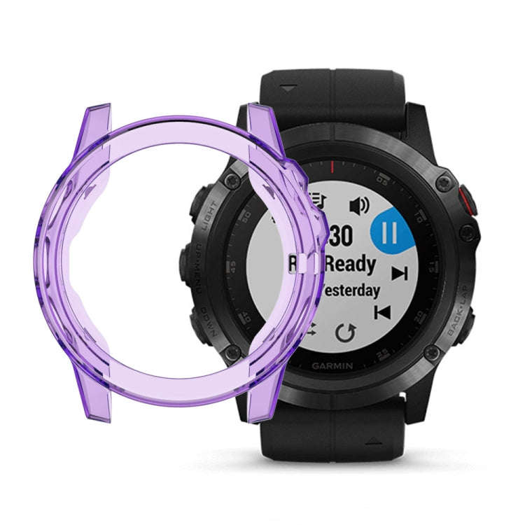 For Garmin Fenix 5X TPU Translucent Watch Case(Purple)