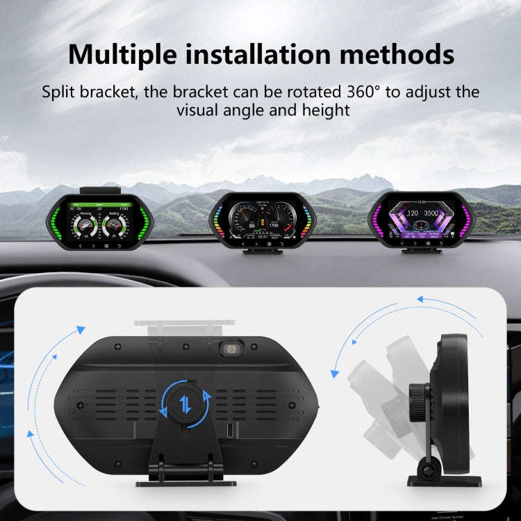 F12 4.5-inch Multi-function HD OBD LCD Instrument Car GPS Slope Meter HUD Head-up Display