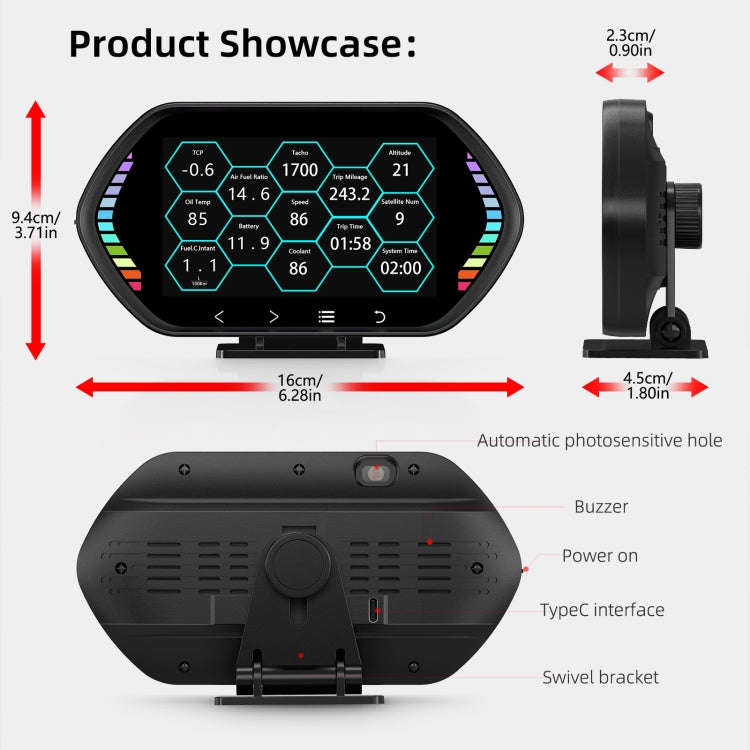 F12 4.5-inch Multi-function HD OBD LCD Instrument Car GPS Slope Meter HUD Head-up Display