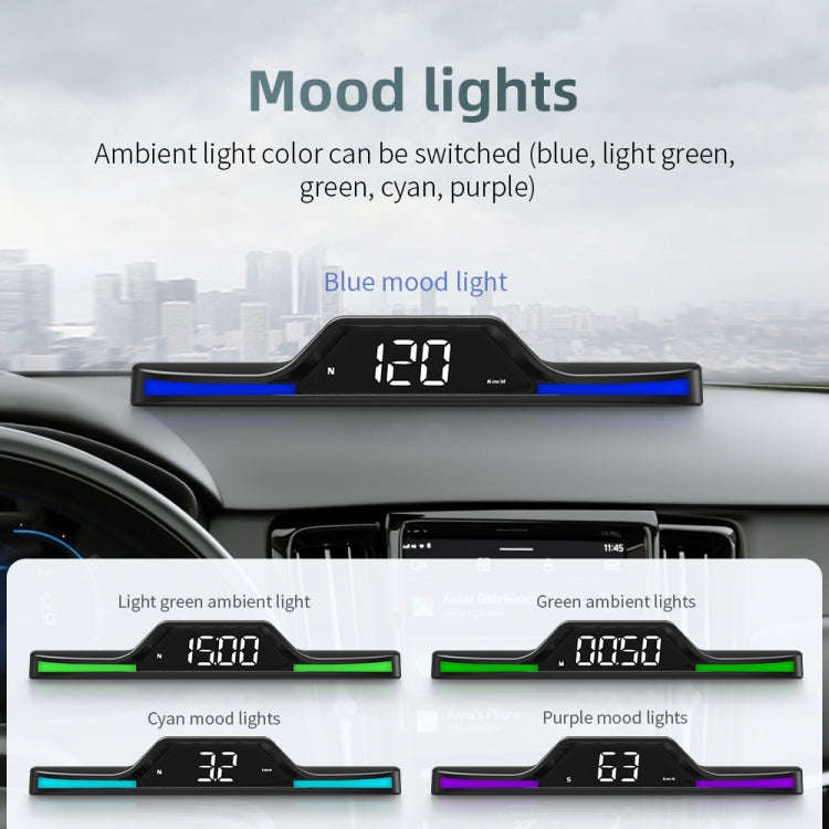 G15 Car HD GPS Head-Up Display with Color Changing Ambient Light