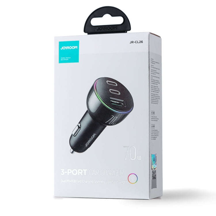 JOYROOM JR-CL26 70W 3-port USB+USB-C / Type-C Car Charger(Black)