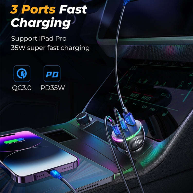 JOYROOM JR-CL26 70W 3-port USB+USB-C / Type-C Car Charger(Black)