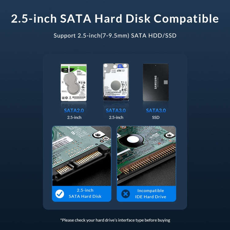 ORICO ORICO-2526C3-V1 2.5 inch USB 3.0 USB-A to Type-C Hard Drive Enclosure External Storage Case...