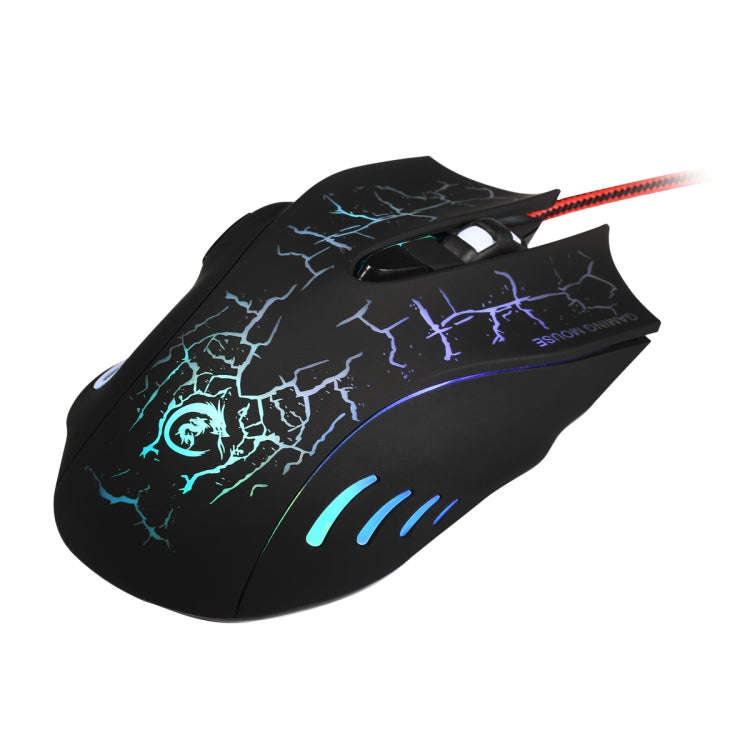 HXSJ A888B 6-keys Crackle Colorful Lighting Wired Gaming Mouse(Black)