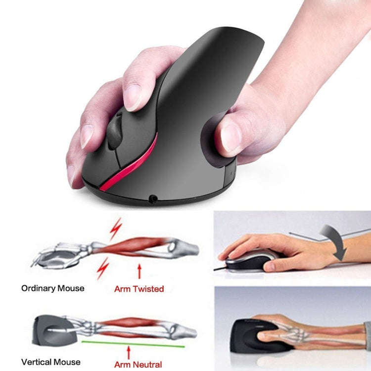 HXSJ A889 6 Keys 2400DPI 2.4GHz Vertical Wireless Mouse Rechargeable(Black)