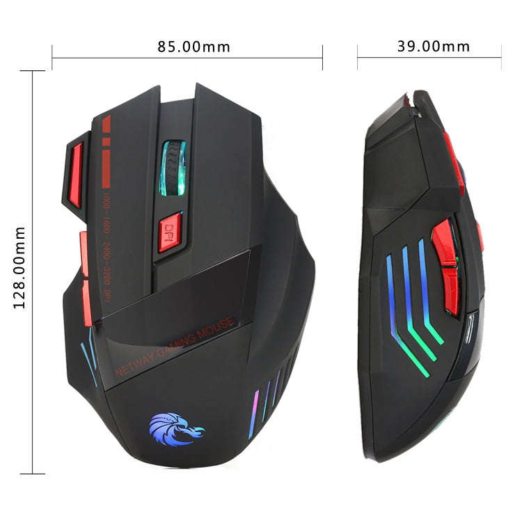 HXSJ A907 7 Keys Colorful Luminous 7D Wired Gaming Mouse(Black)