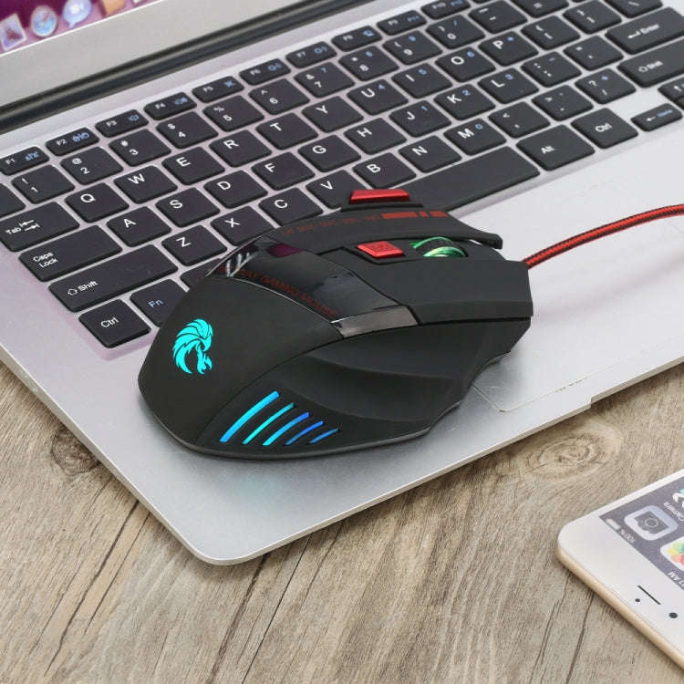 HXSJ A907 7 Keys Colorful Luminous 7D Wired Gaming Mouse(Black)