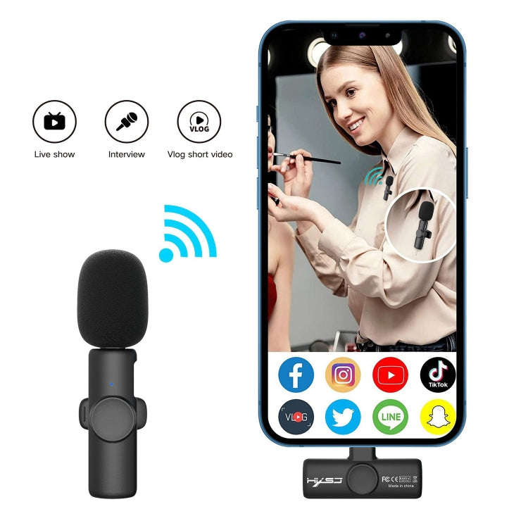 HXSJ F18 2.4G 8 Pin Noise Reduction Lavalier Wireless Microphone(Black)
