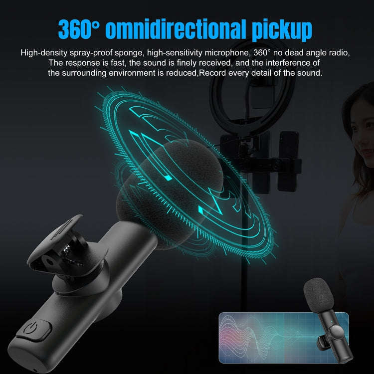 HXSJ F18 2.4G 8 Pin Noise Reduction Lavalier Wireless Microphone(Black)