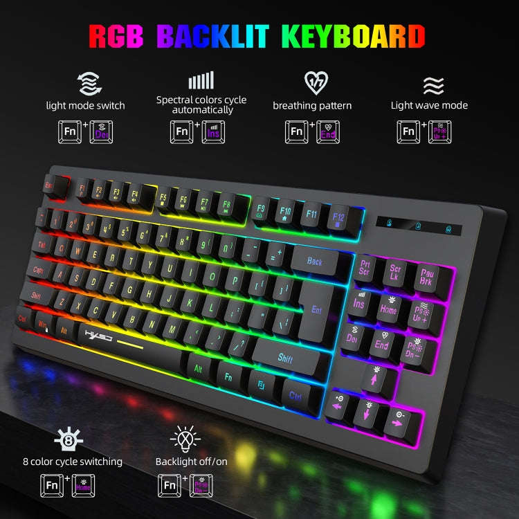 HXSJ L100 87 Keys RGB Backlit Film 2.4G Wireless Keyboard(Black)