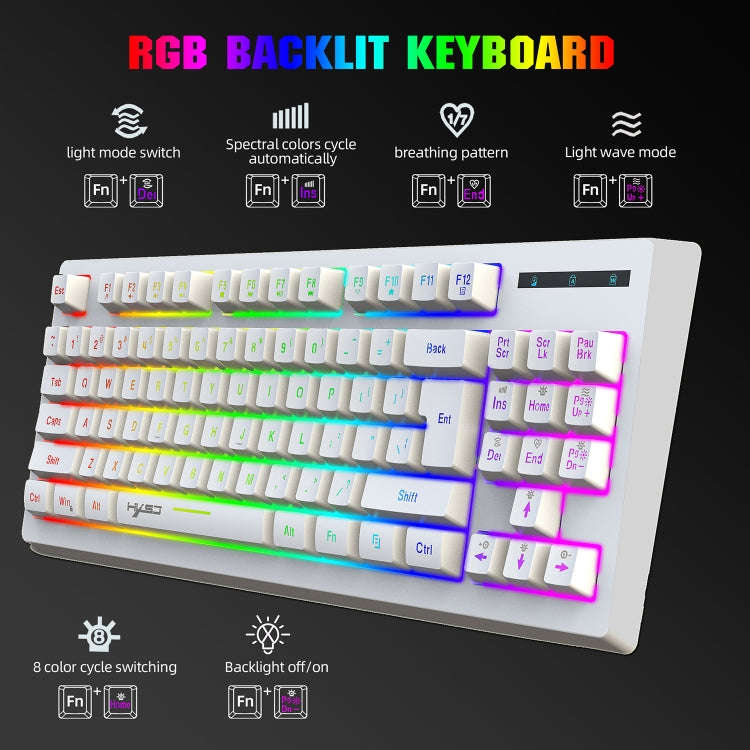 HXSJ L100 87 Keys RGB Backlit Film 2.4G Wireless Keyboard(White)