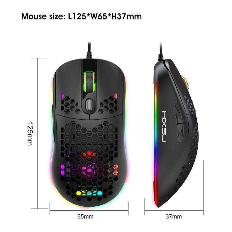 HXSJ X600 6 Keys RGB Luminous Macro Programming Wired Gaming Mouse(Black)