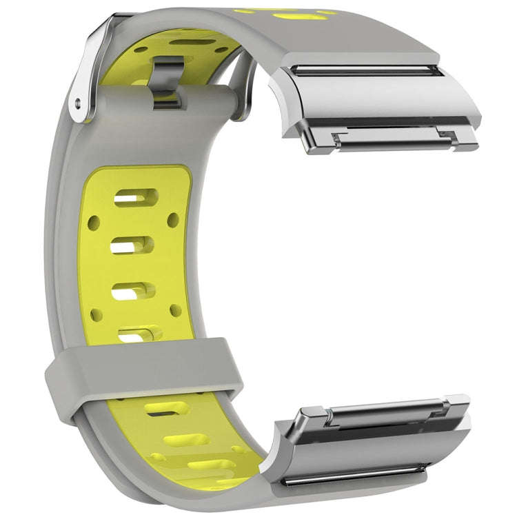 For Fitbit Ionic Two-tone Silicone  Watch Band with Buckle & Connector(Grey + Yellow)