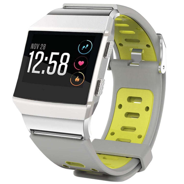 For Fitbit Ionic Two-tone Silicone  Watch Band with Buckle & Connector(Grey + Yellow)