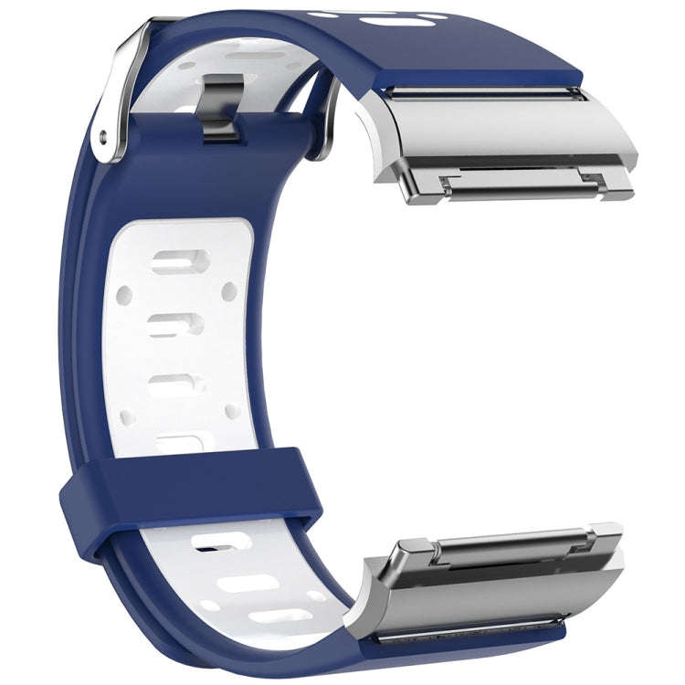 For Fitbit Ionic Two-tone Silicone  Watch Band with Buckle & Connector(Dark Blue + White)