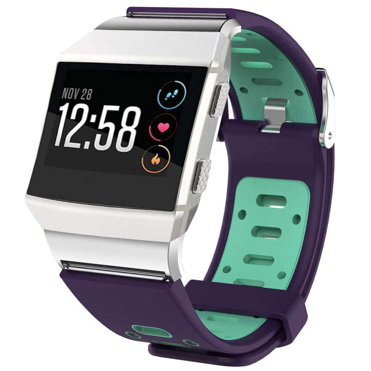 For Fitbit Ionic Two-tone Silicone  Watch Band with Buckle & Connector(Purple + Green)