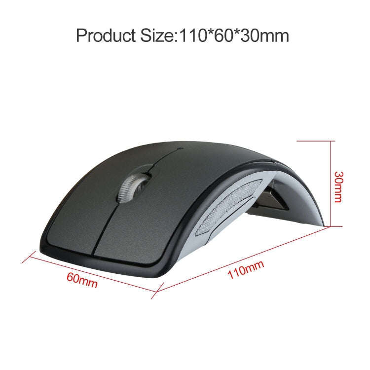 HXSJ ZD-01 1600DPI 2.4GHz Wireless Foldable Mouse(Black)