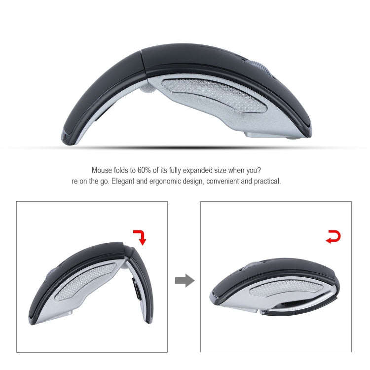 HXSJ ZD-01 1600DPI 2.4GHz Wireless Foldable Mouse(Black)