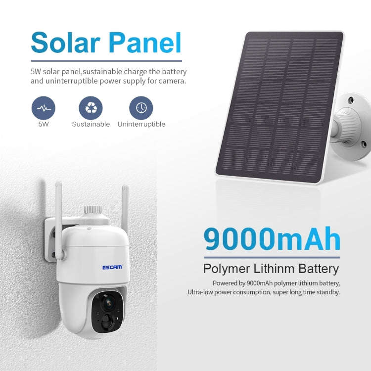 ESCAM G24 3MP WiFi Smart Night Vision Two-way Voice Intercom Solar Camera Support Full HD AI Reco...