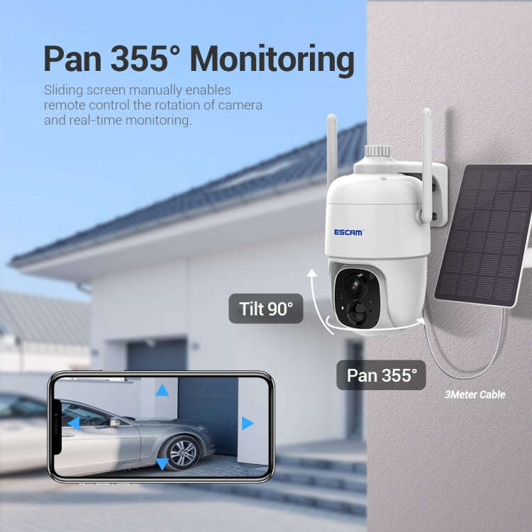 ESCAM G24 3MP WiFi Smart Night Vision Two-way Voice Intercom Solar Camera Support Full HD AI Reco...