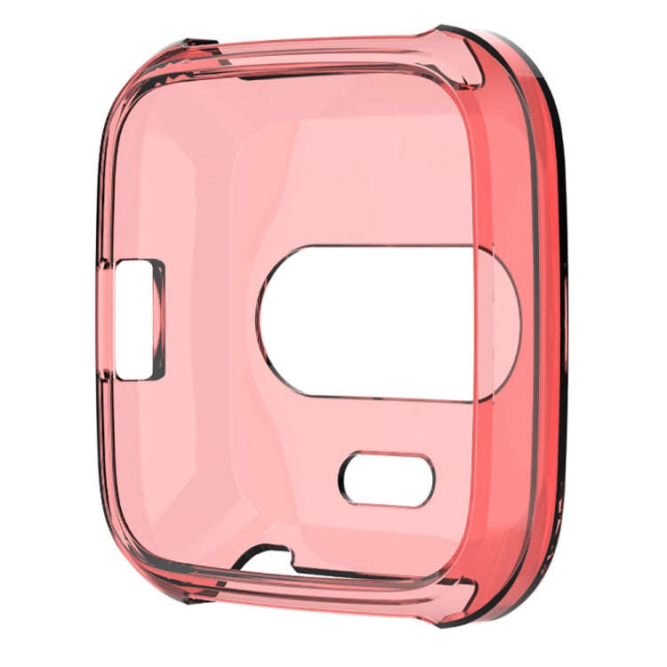 For Fitbit Versa Lite Smart Watch Silicone Protective Case(Transparent Red)