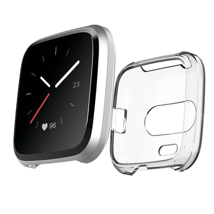 For Fitbit Versa Lite Smart Watch Silicone Protective Case(Transparent Red)