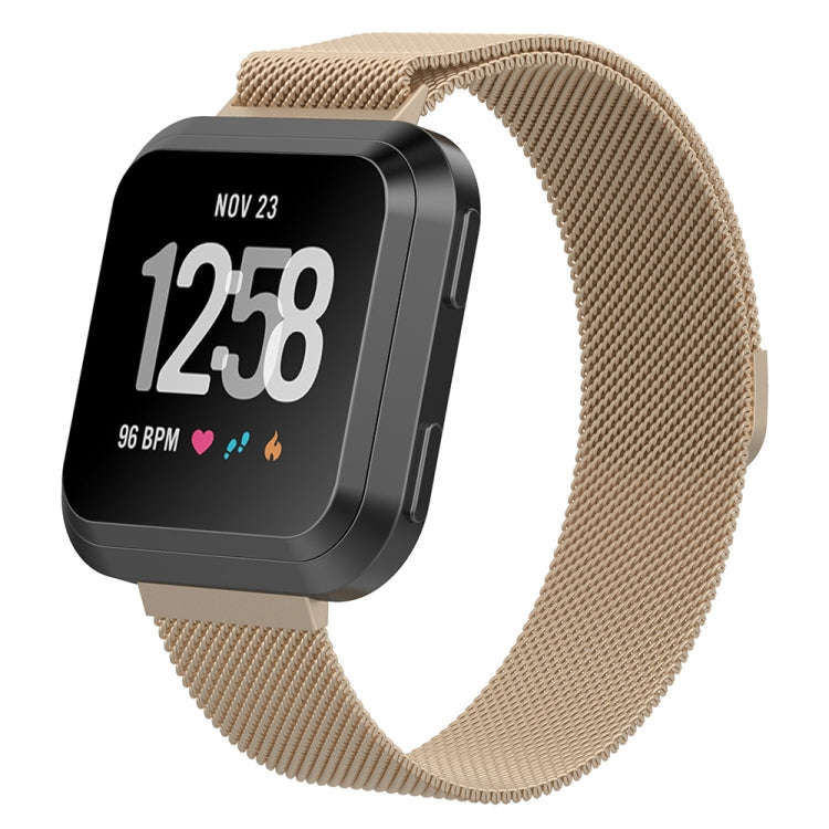 For Fitbit Versa Milanese  Watch Band, Size:S(Champagne Gold)