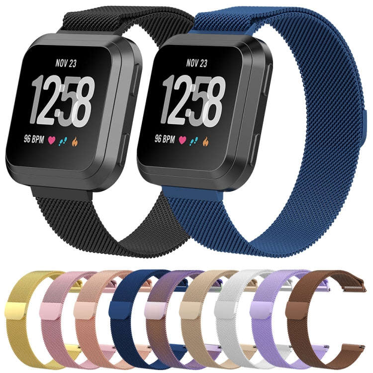 For Fitbit Versa Milanese  Watch Band, Size:S(Purple)