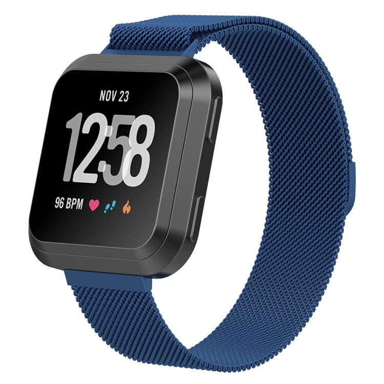 For Fitbit Versa Milanese  Watch Band, Size:L(Blue)