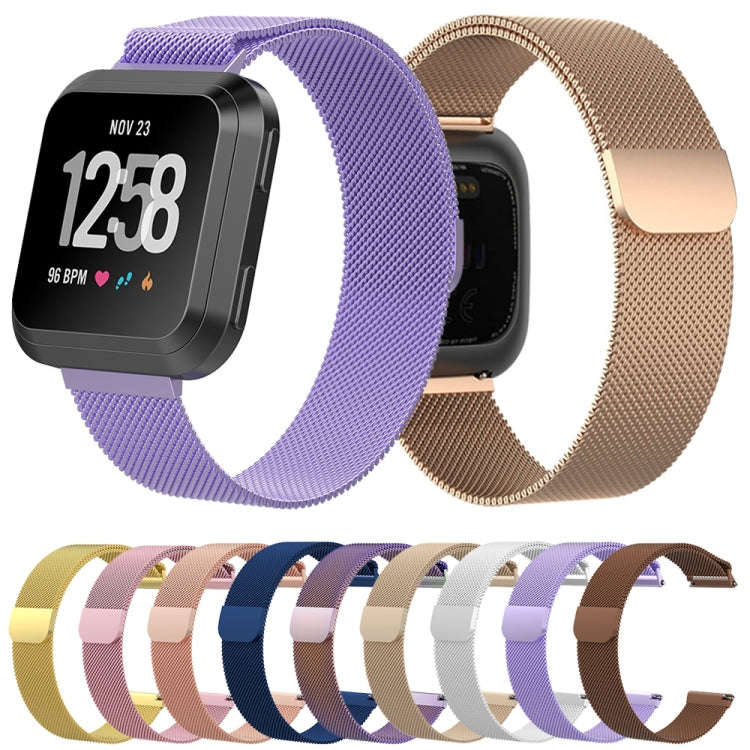 For Fitbit Versa Milanese  Watch Band, Size:L(Rose Pink)
