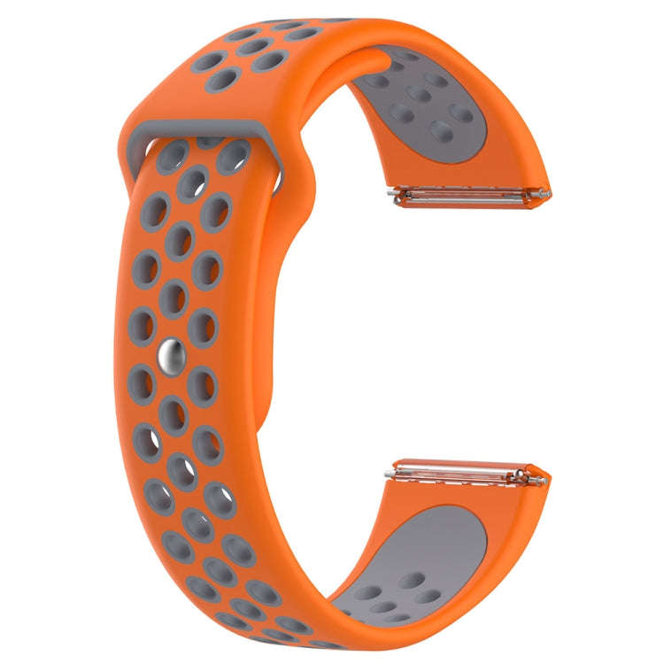 For Fitbit Versa Two-tone Silicone  Watch Band(Orange + Grey)