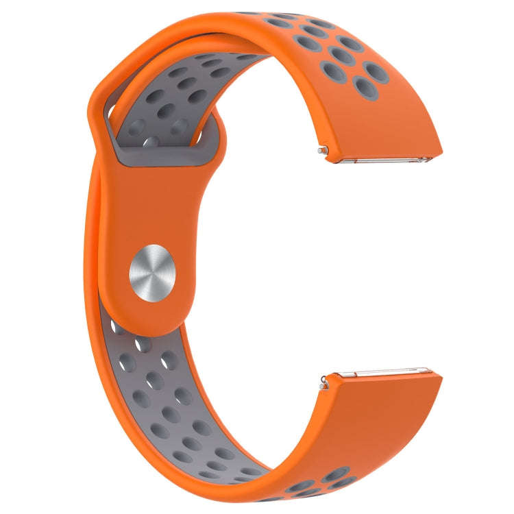 For Fitbit Versa Two-tone Silicone  Watch Band(Orange + Grey)