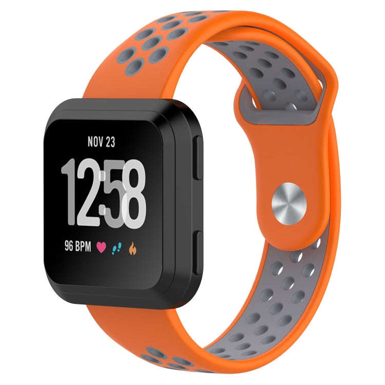 For Fitbit Versa Two-tone Silicone  Watch Band(Orange + Grey)