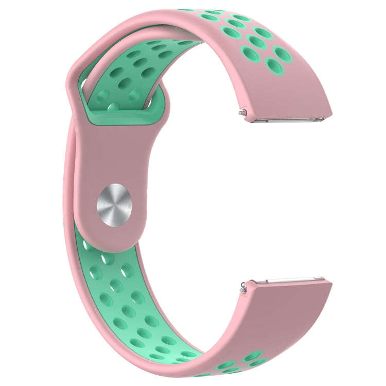 For Fitbit Versa Two-tone Silicone  Watch Band(Pink + Green)