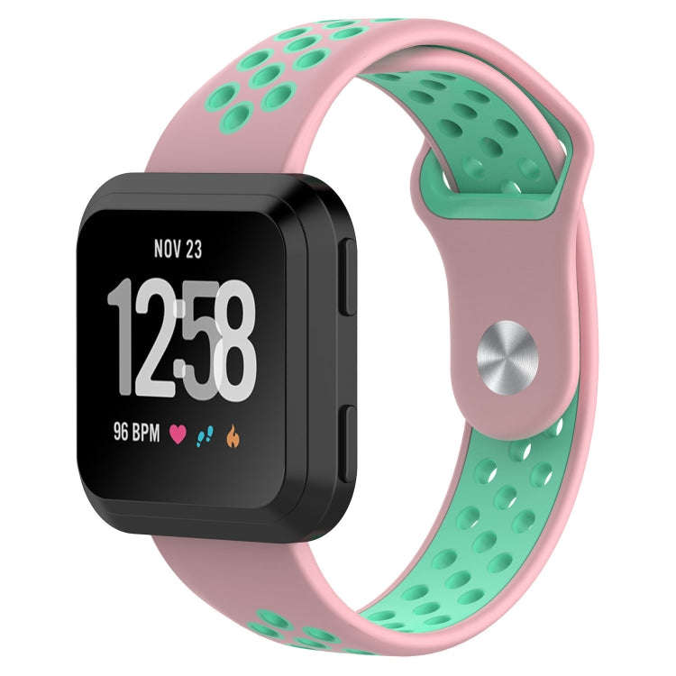 For Fitbit Versa Two-tone Silicone  Watch Band(Pink + Green)