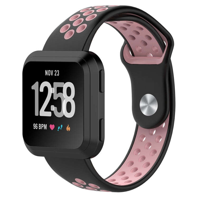 For Fitbit Versa Two-tone Silicone  Watch Band(Black + Pink)