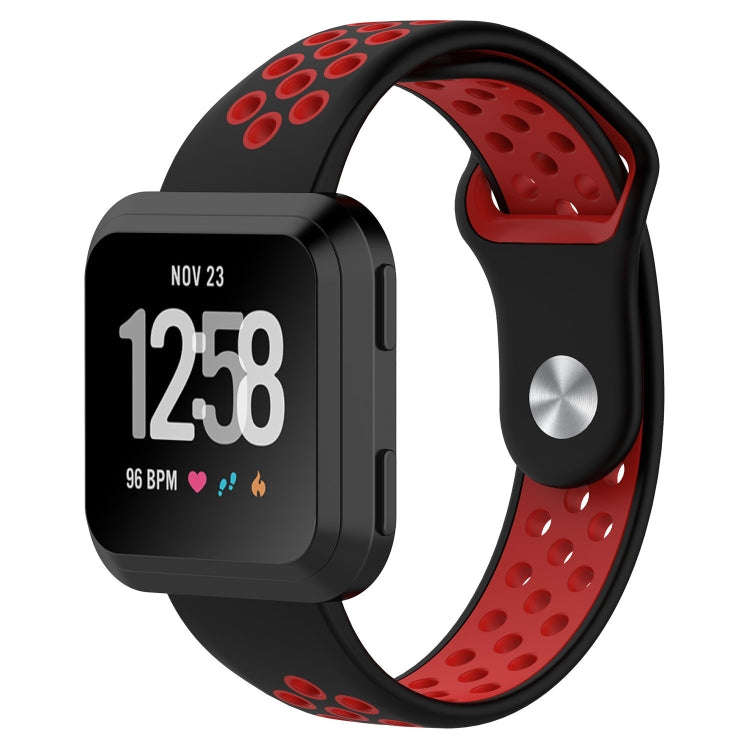 For Fitbit Versa Two-tone Silicone  Watch Band(Black + Red)
