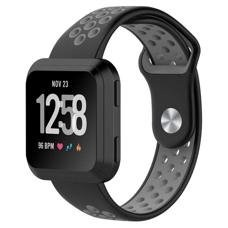 For Fitbit Versa Two-tone Silicone  Watch Band(Black + Grey)