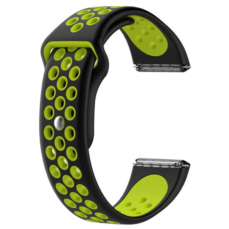 For Fitbit Versa Two-tone Silicone  Watch Band(Black + Green)