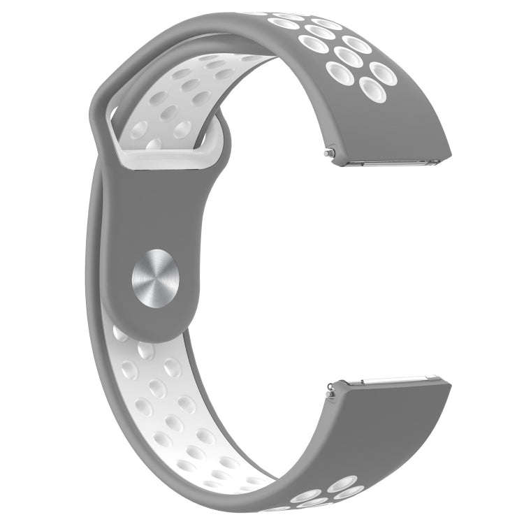 For Fitbit Versa Two-tone Silicone  Watch Band(Grey + White)