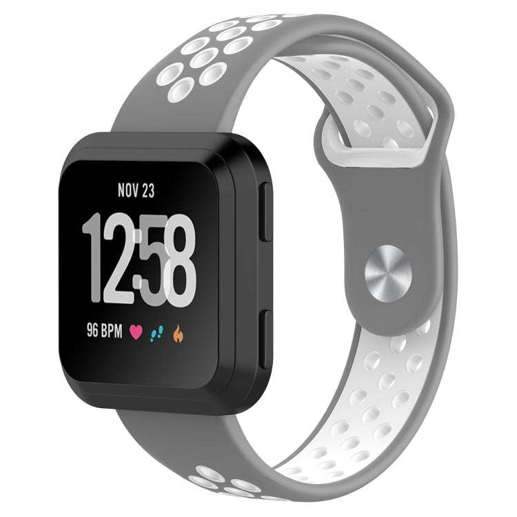For Fitbit Versa Two-tone Silicone  Watch Band(Grey + White)