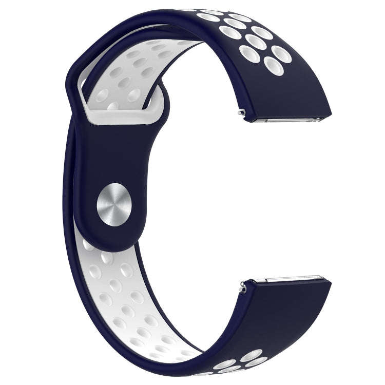 For Fitbit Versa Two-tone Silicone  Watch Band(Dark Blue + White)