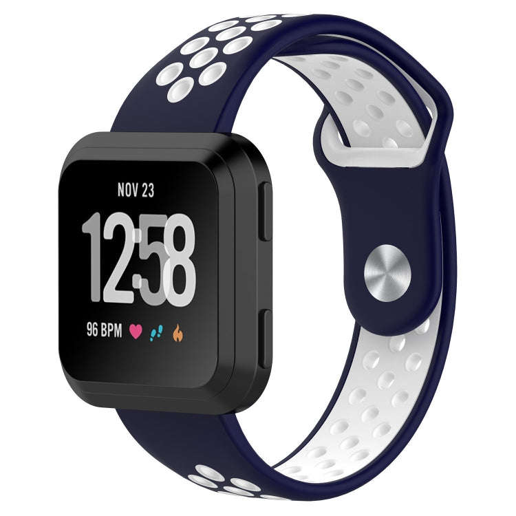For Fitbit Versa Two-tone Silicone  Watch Band(Dark Blue + White)