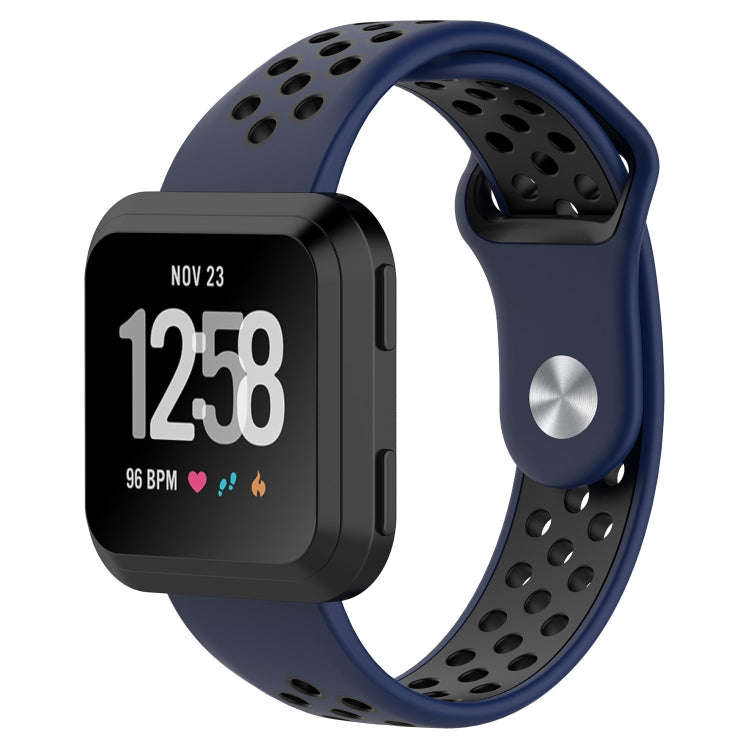 For Fitbit Versa Two-tone Silicone  Watch Band(Dark Blue + Black)