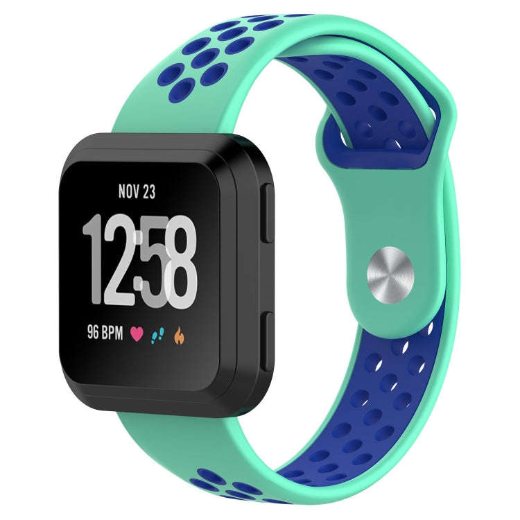 For Fitbit Versa Two-tone Silicone  Watch Band(Green + Blue)
