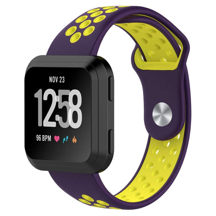 For Fitbit Versa Two-tone Silicone  Watch Band(Purple + Yellow)