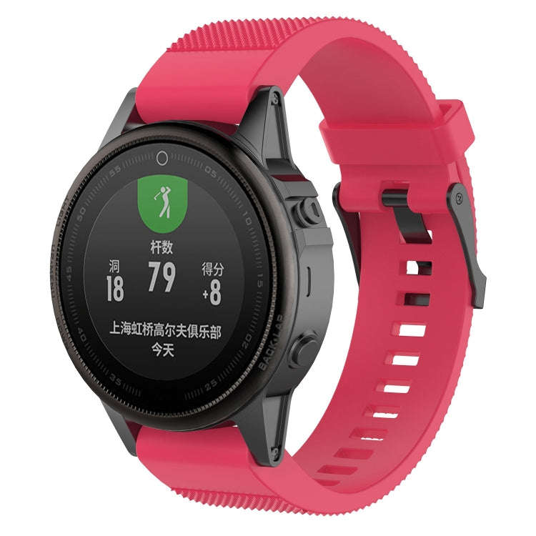 For Garmin Fenix 5S (20mm) Silicone Watch Band(Rose Red)