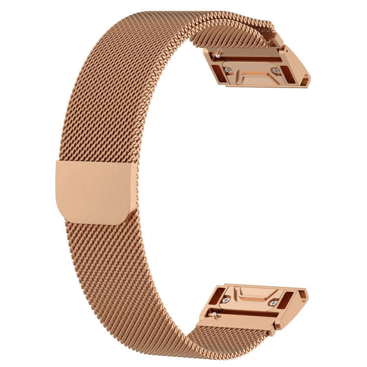 For Garmin Fenix 5X Milanese Watch Band(Rose Gold)